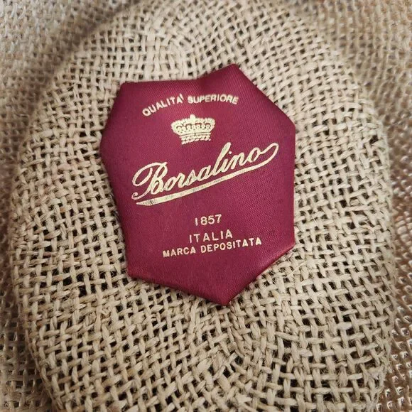 Borsalino Vintage Panama Hat Woven Brown Fedora Made in Italy Size Large - Picture 7 of 10